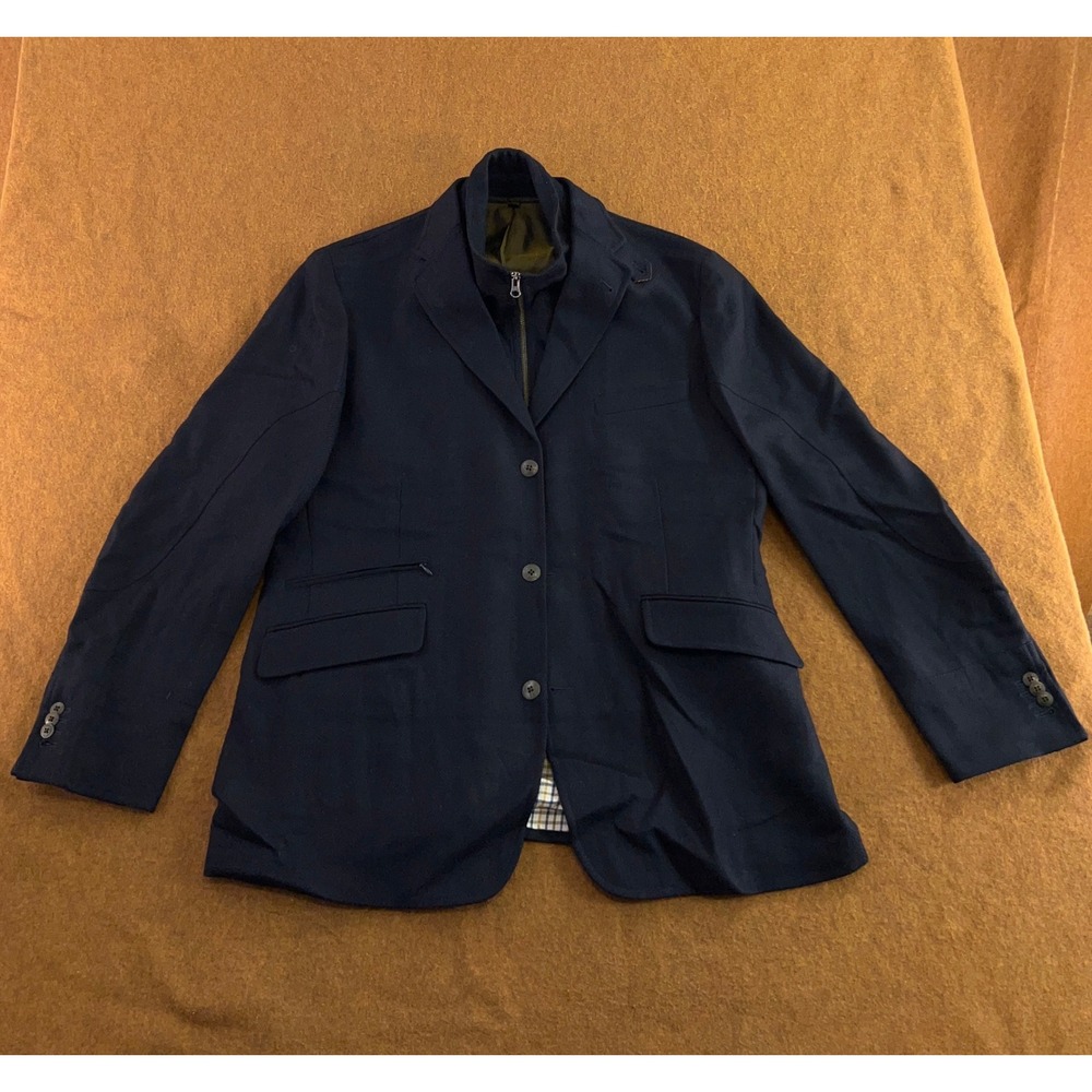 Kroon Mens 42L Navy Blue Wool Cashmere Ritchie Zip Bib Blazer Jacket